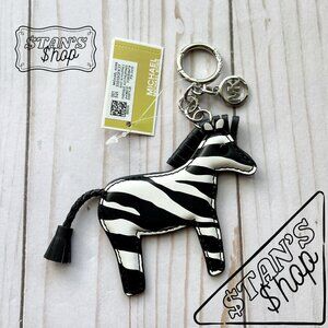 MICHAEL KORS Zebra Keychain Key Fob Bag Charm - Black - 35S5SGFK3Y